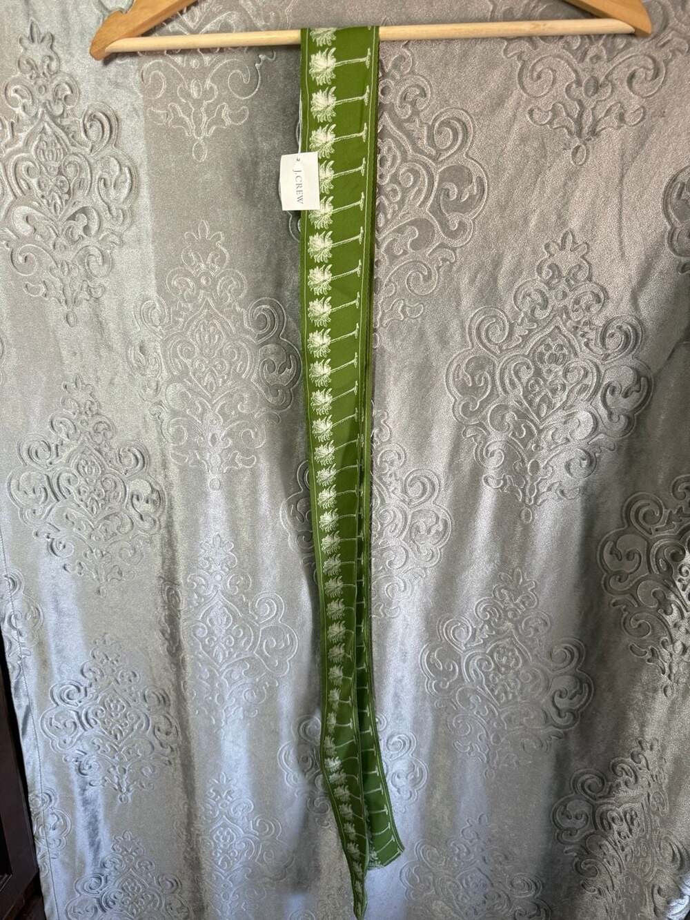 NWT J.Crew 100% Silk Palm Tree Print Skinny Scarf One Size